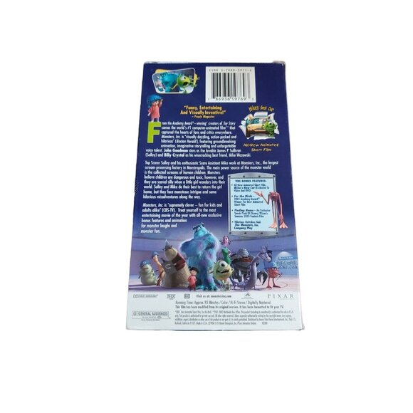Vtg VHS Disney Pixar Monsters, Inc. Slip Sleeve Rare Hollywood Video Blue Shell - Picture 8 of 12